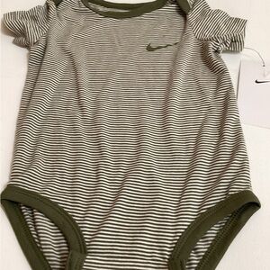 Nike Green and White Striped Baby Bodysuit